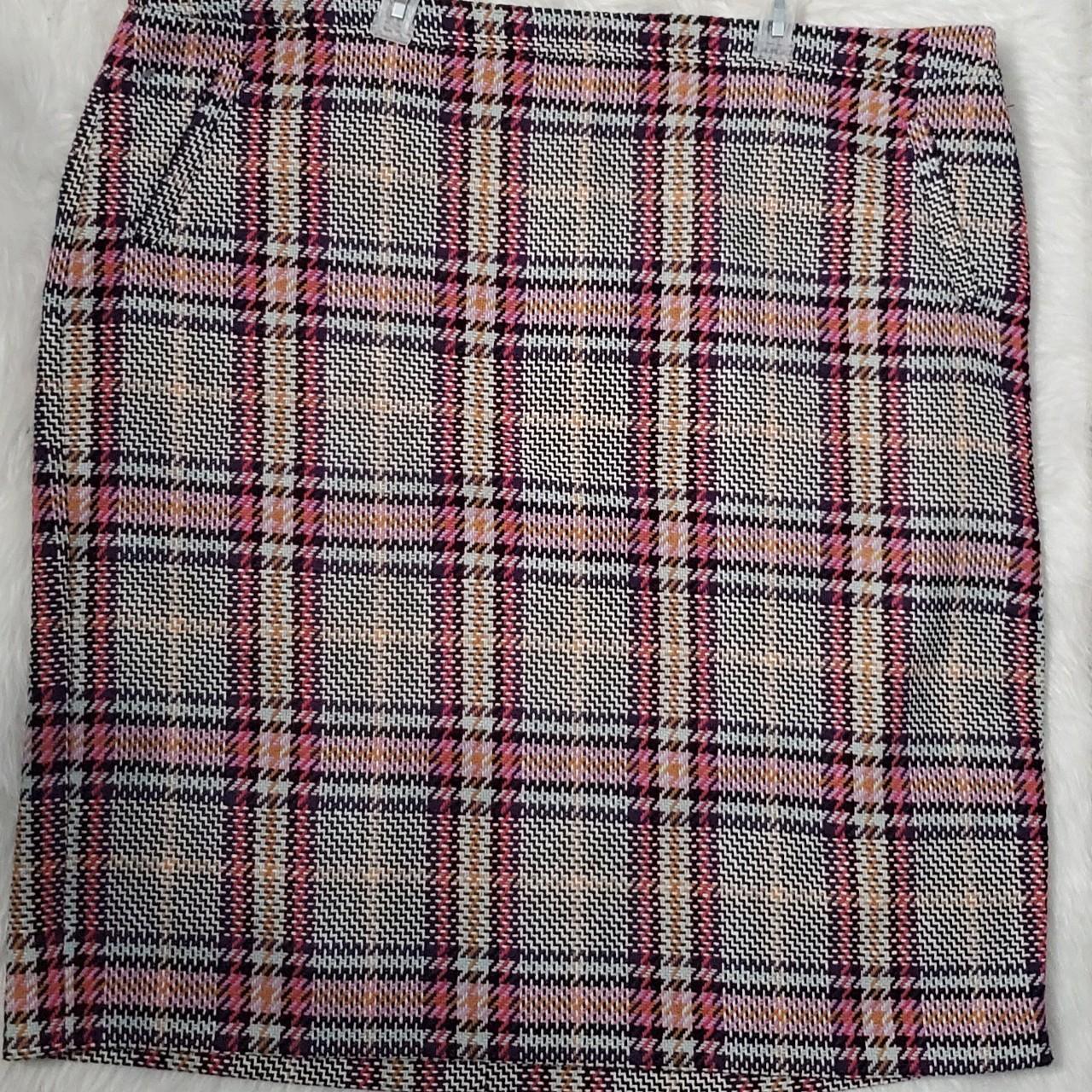 Halogen Plus Size Plaid Tweed Pencil Skirt with Side