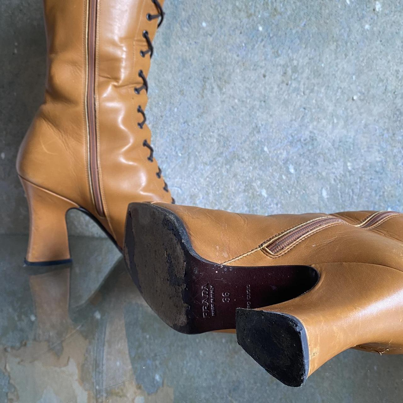 PRADA FW 2001 BOOTS Rare witchy Prada lace-up | Depop