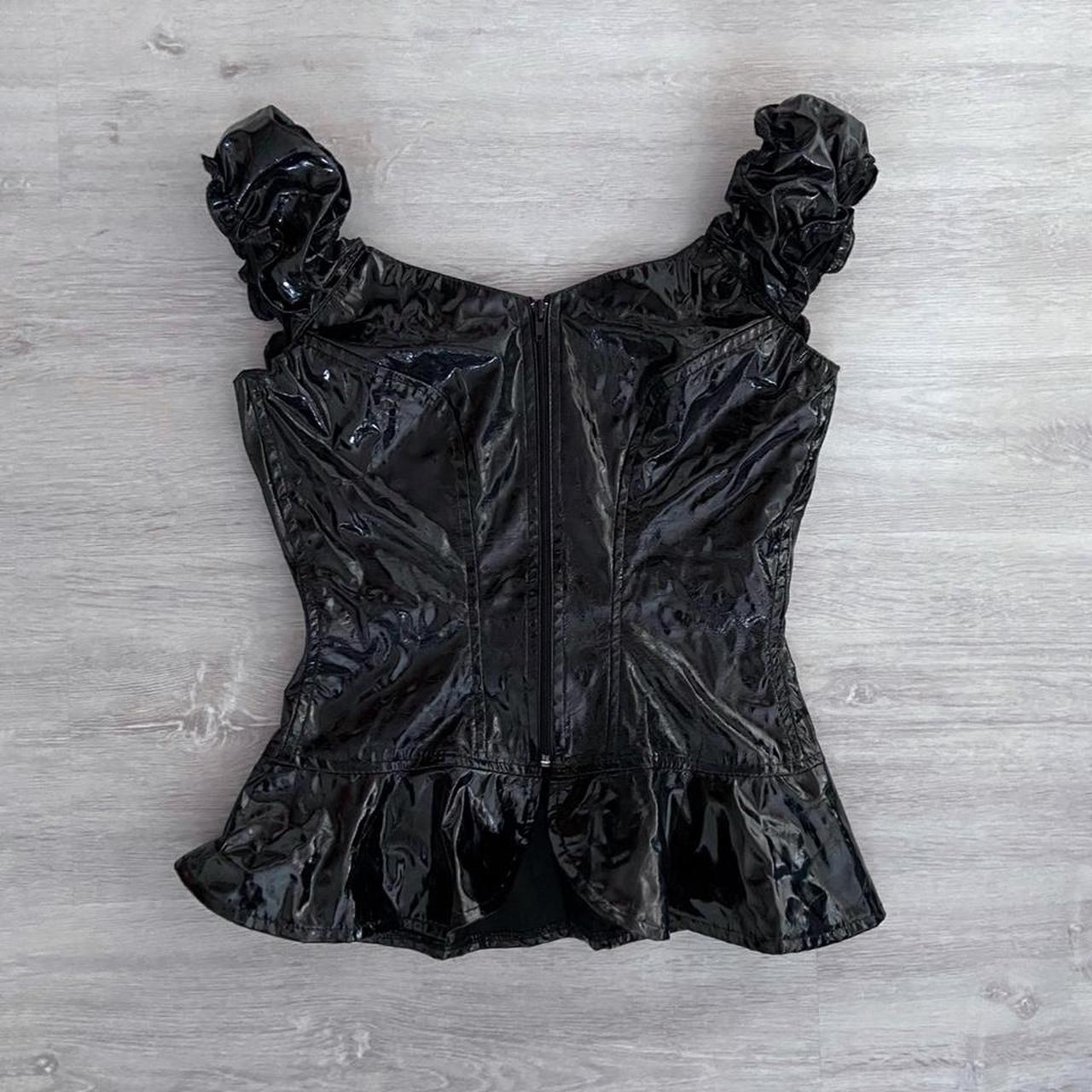 ☠️ Vintage Pvc Vinyl Corsage Gothic Top by Phaze... Depop