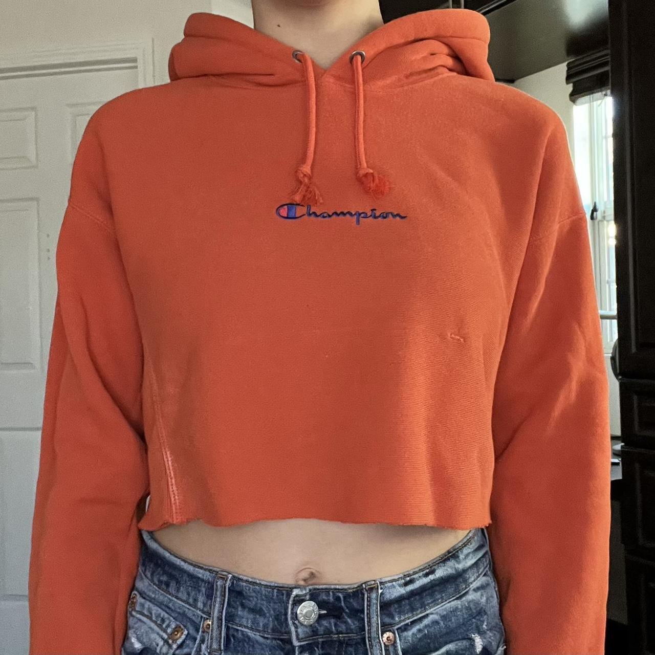 Orange cropped 2024 champion hoodie