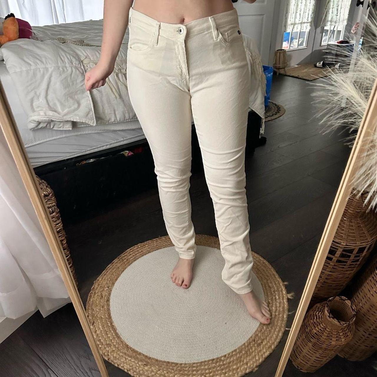 AG Adriano Goldschmied Cream Corduroy Stilt pants Depop