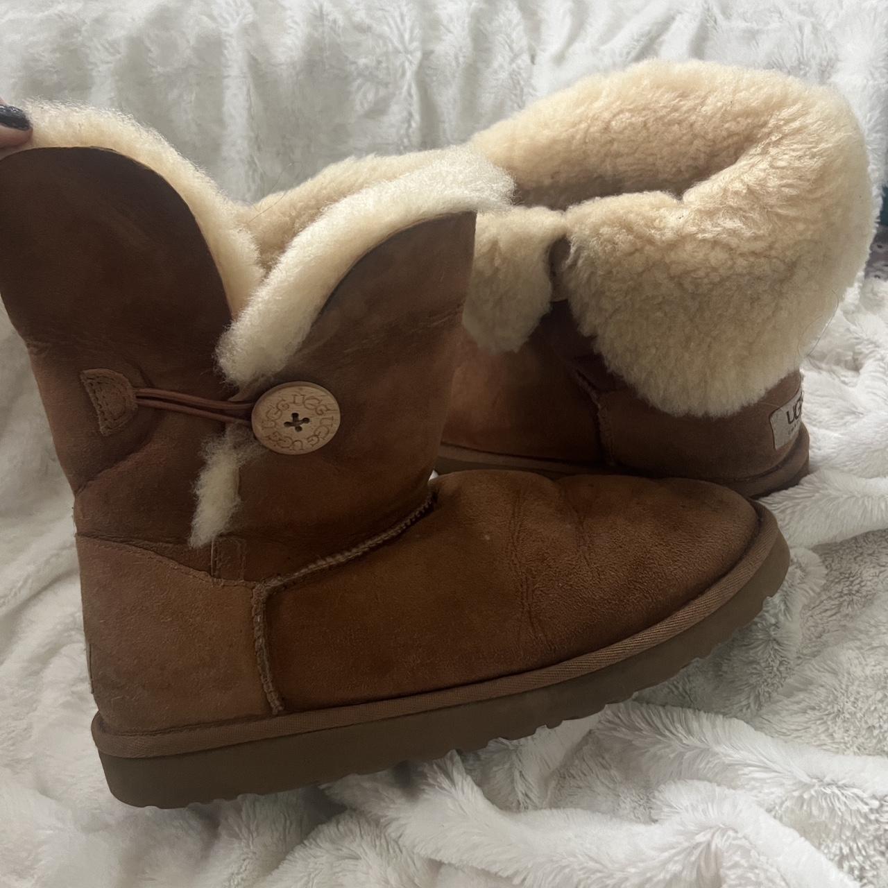 Women’s UGGs fold over ankle boots with button! ... - Depop