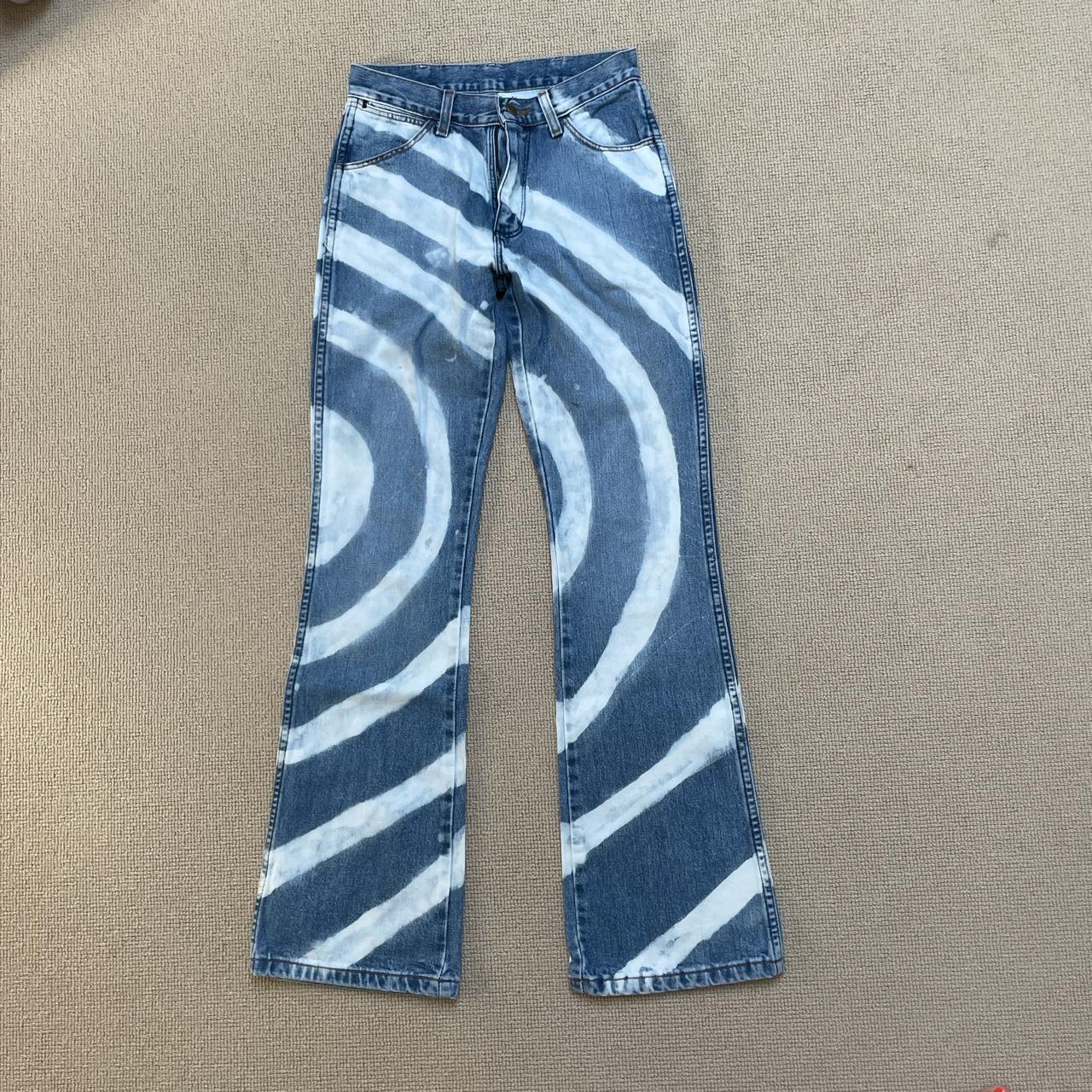 Bleach dye wrangler flare jeans. Perfect condition... Depop
