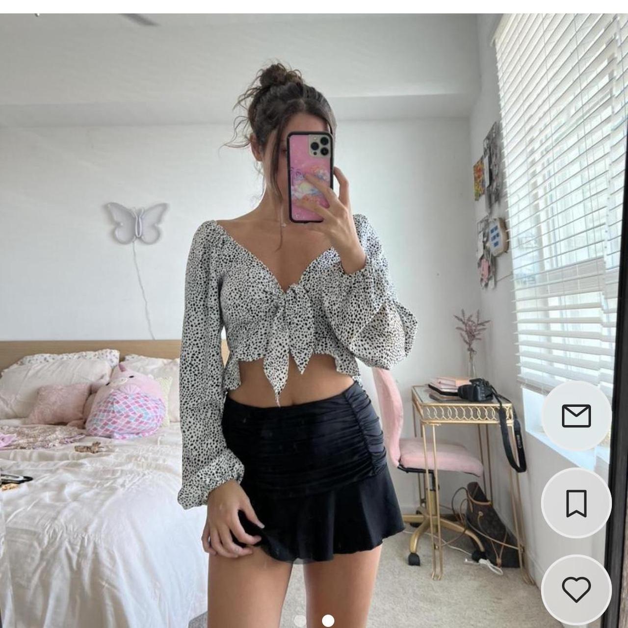 Women Black Sexy Crop Top / Aesthetic Clothing Of Long Sleeve