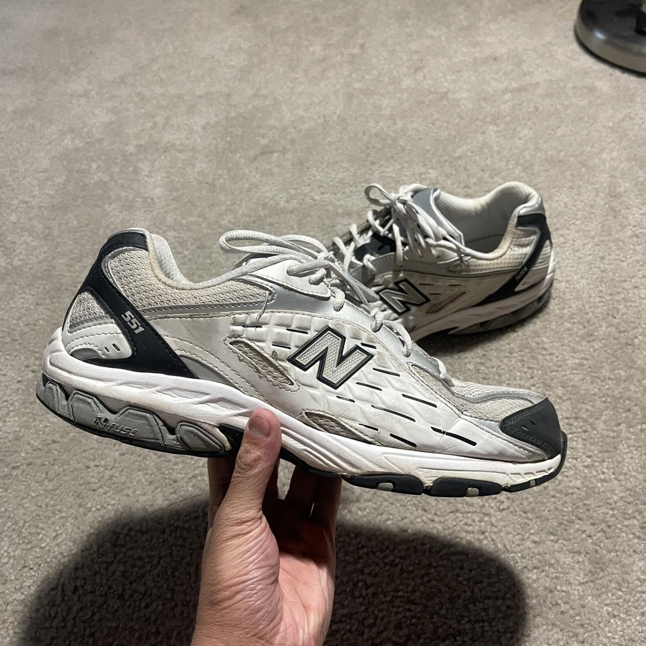 New Balance Men's White and Black Trainers | Depop
