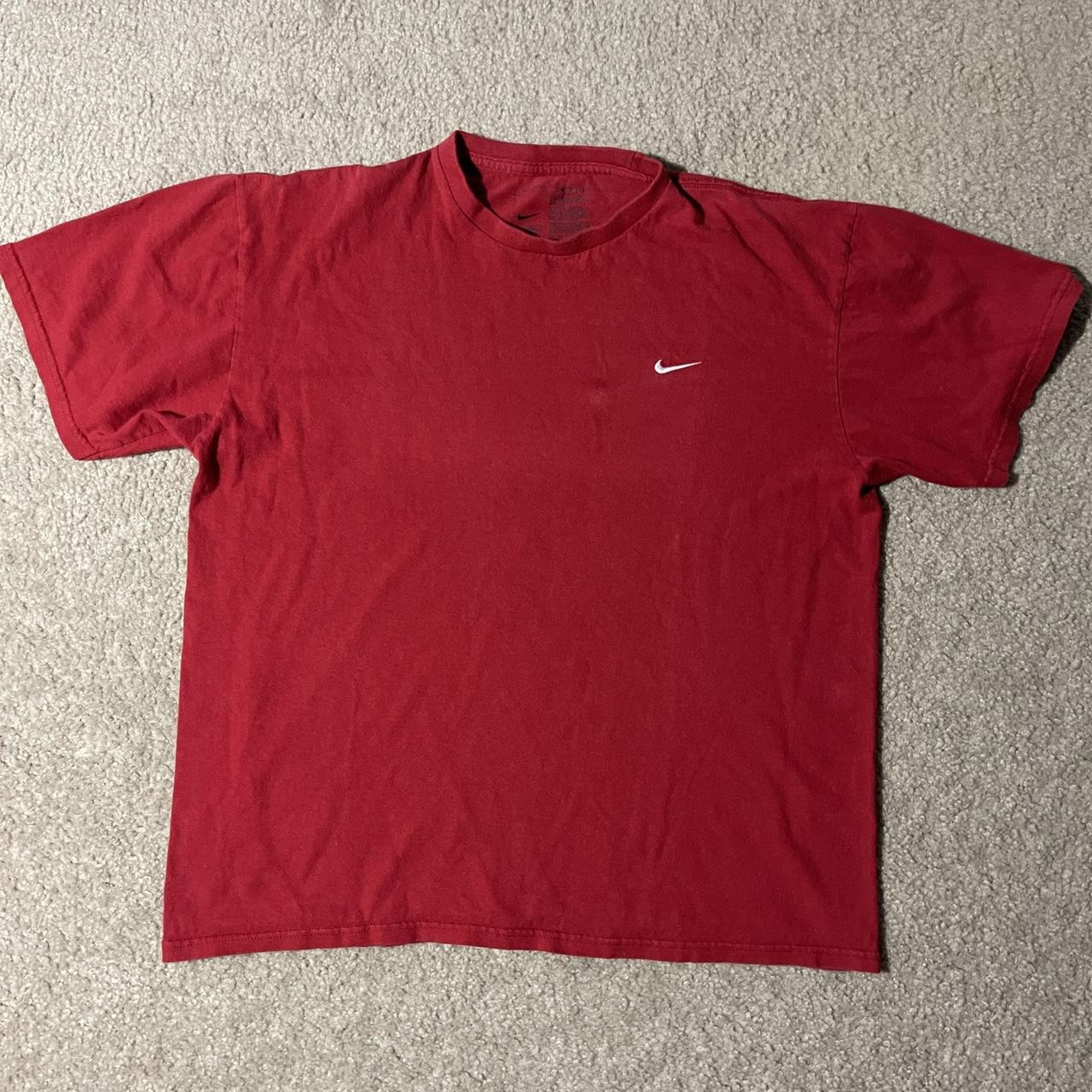 mens red and white nike shirt