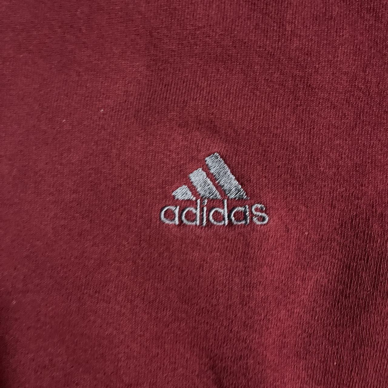 Vintage Y2K Essential Adidas Embroidered Logo Maroon... - Depop