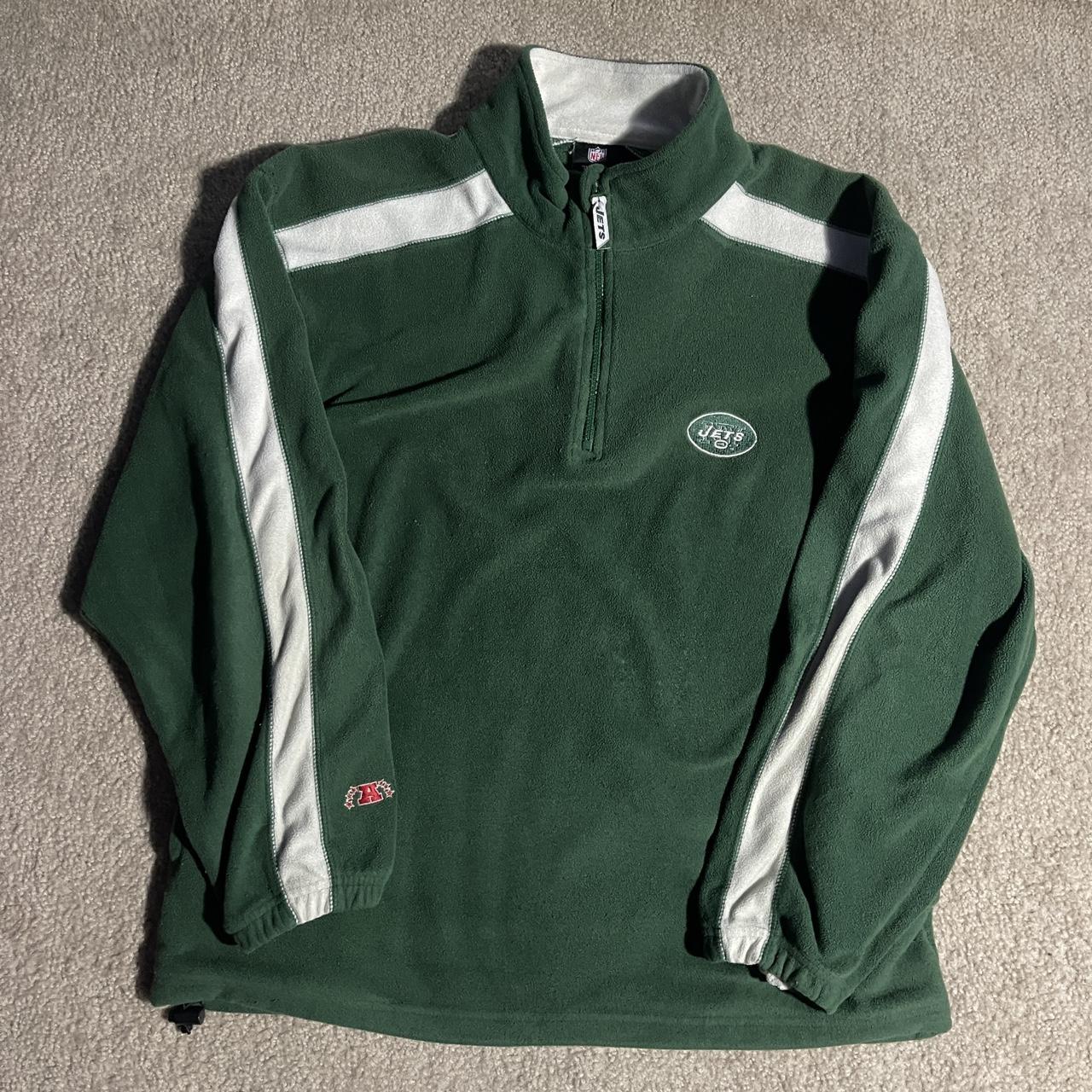 Vintage Y2K NFL New York Jets Fleece 1/4 Zip Sweater - Depop