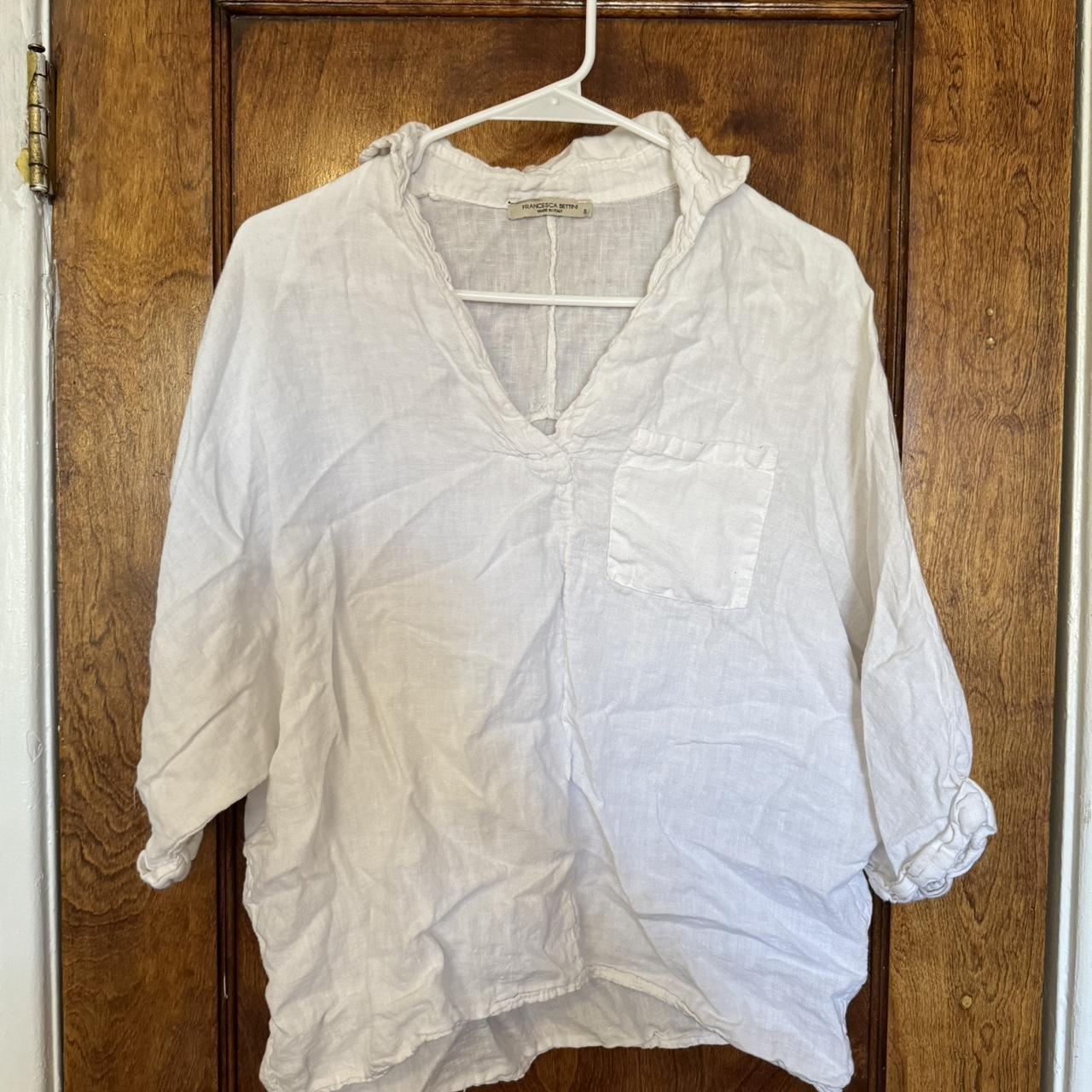 Francesca Bettini Italian linen white short sleeve... - Depop