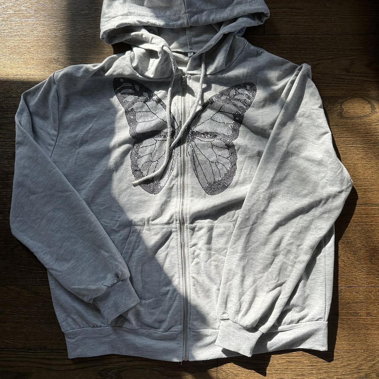 gray butterfly zip up hoodie bought from amazon,... Depop