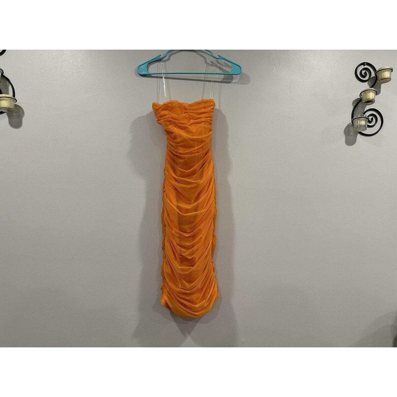 House of CB Julianna Tangerine Strapless deals Ruched Midi Dress