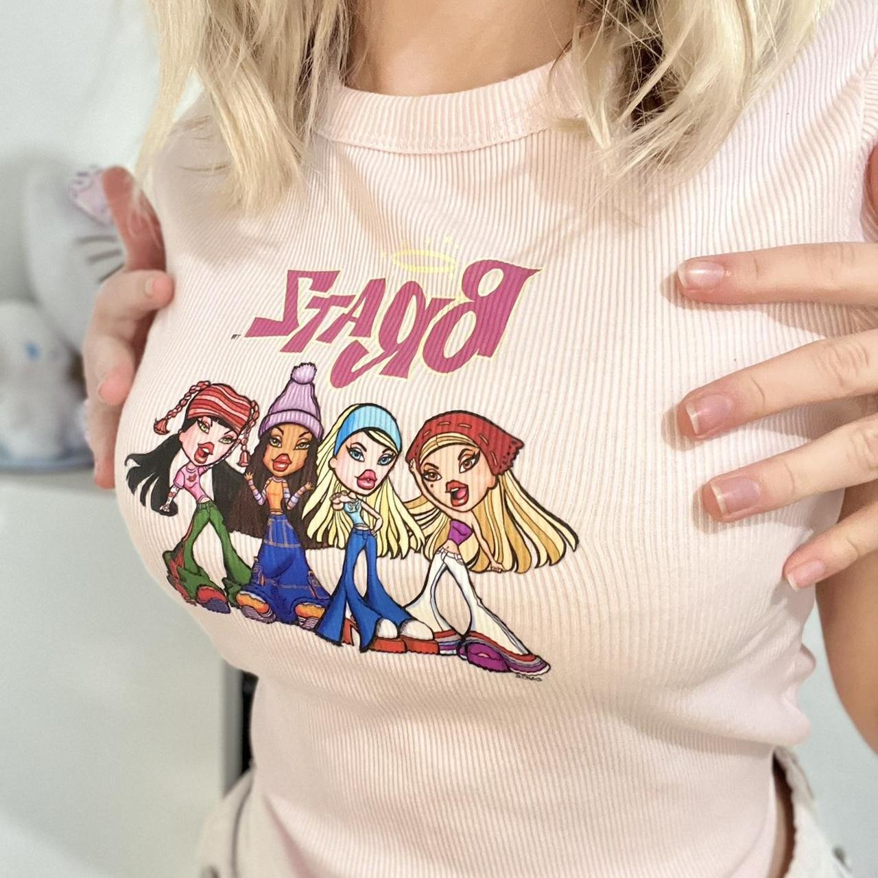 Bratz Women S Pink And White T Shirt Depop