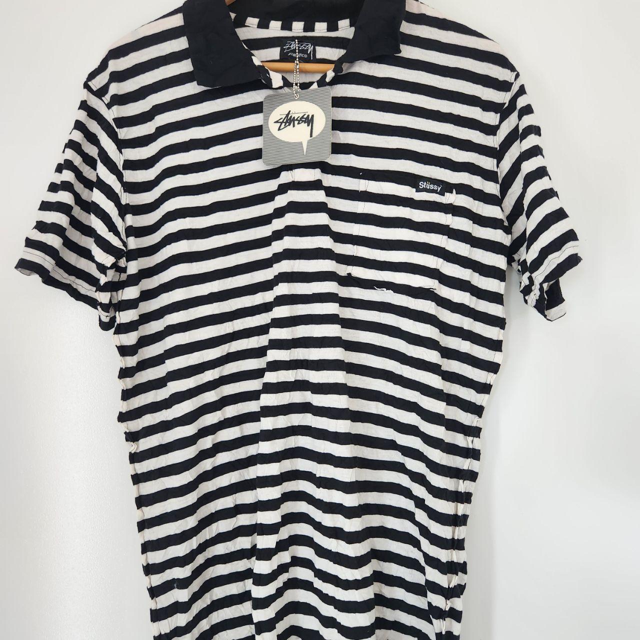 トップス old stussy polo shirt Vintage Stussy Striped Polo Shirt Size Large - Etsy