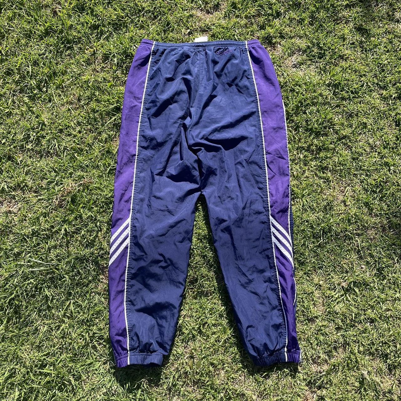 Vintage Black and Purple Adidas Track Pants 