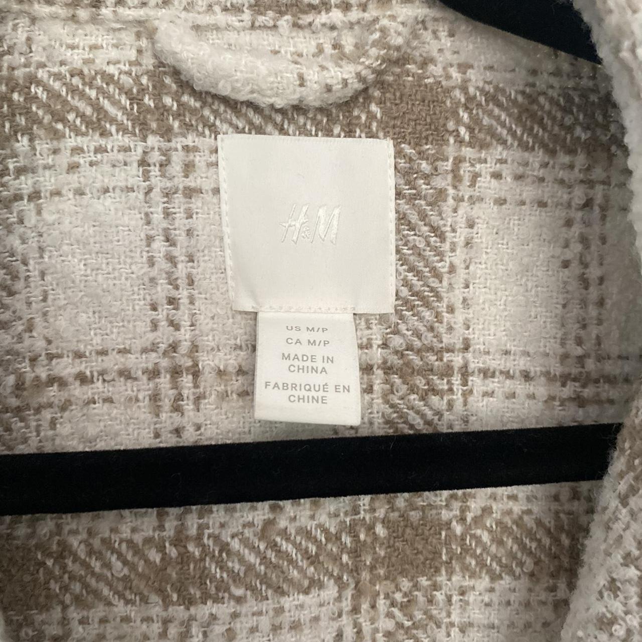 h&m beige checkered shacket oversized and... - Depop