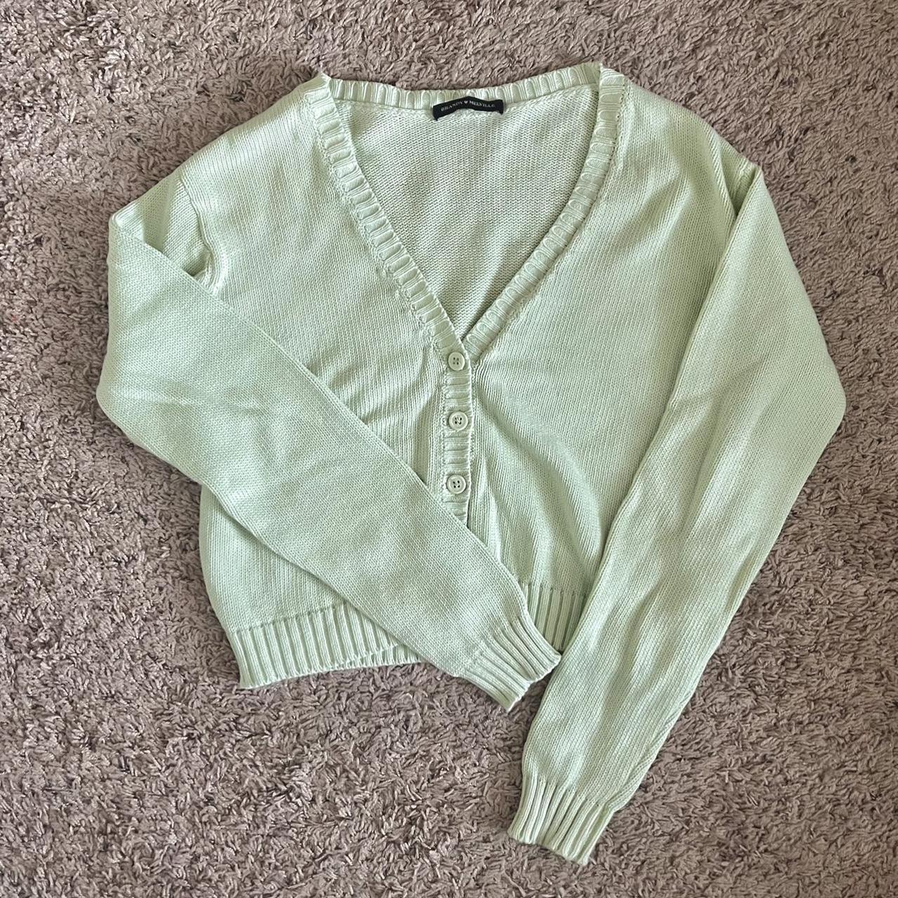 Brandy Melville Women's Green Cardigan Depop
