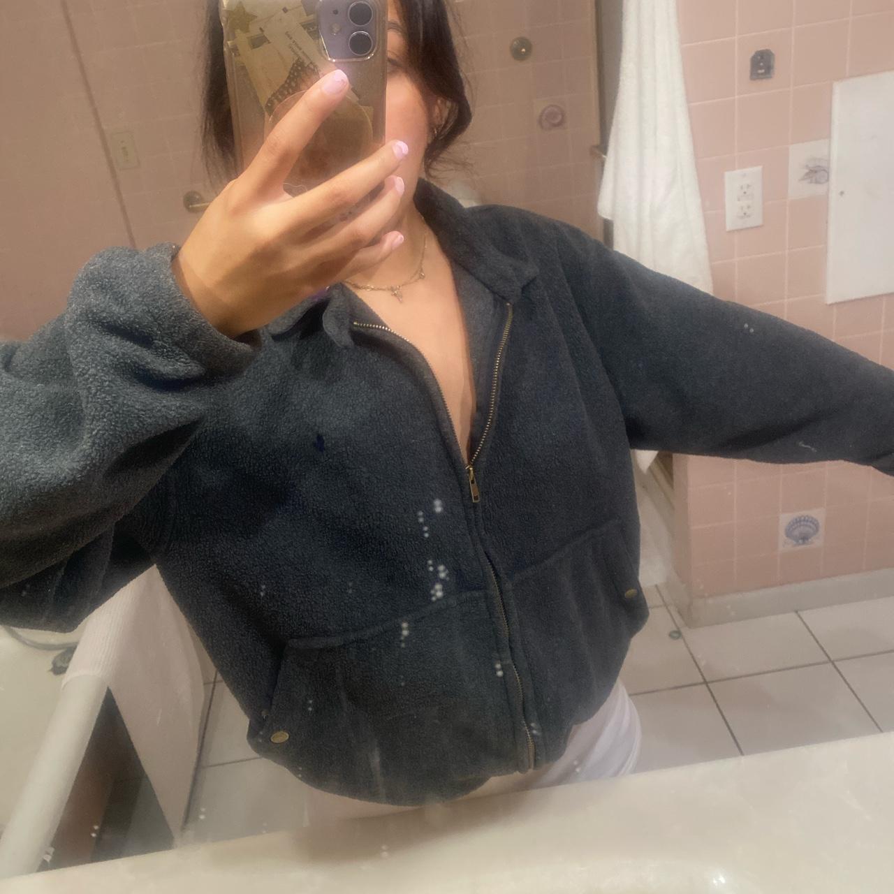 Vintage grey polo jacket men’s size large polo... Depop