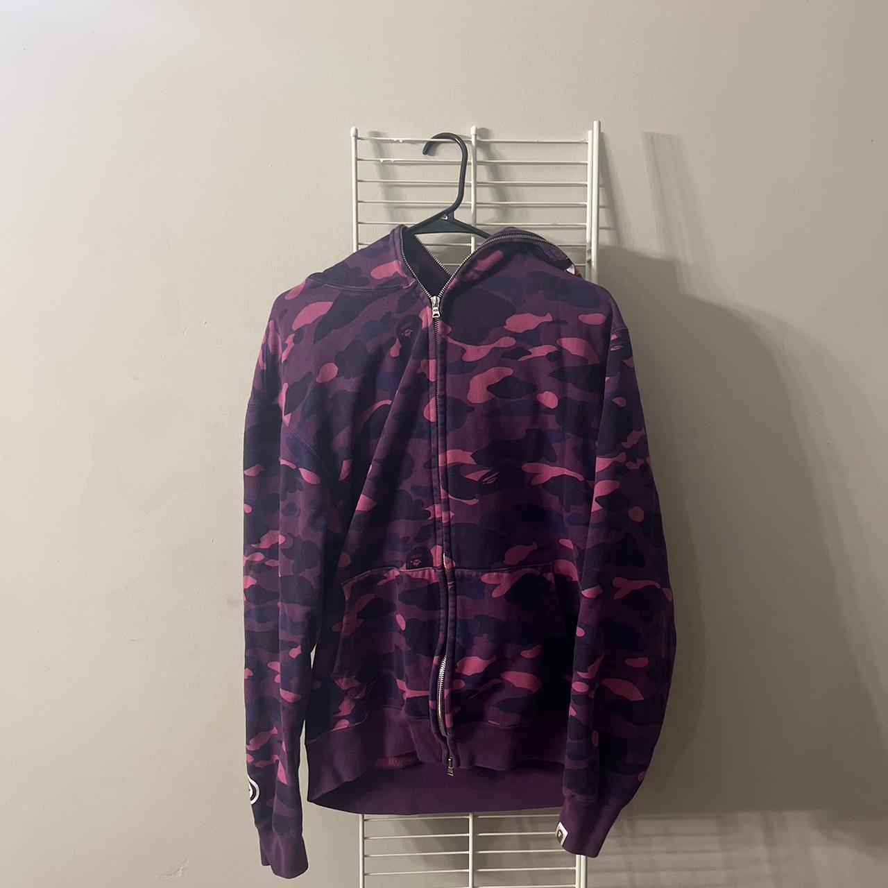 BAPE Color Camo Shark Full Zip Hoodie - Purple 100% Authentic XL