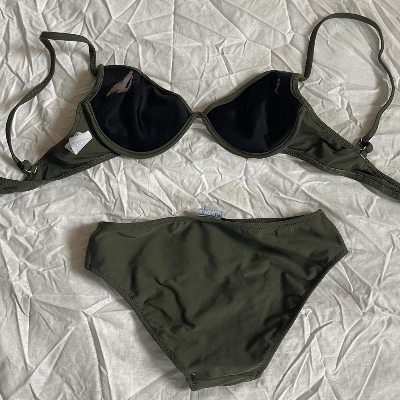 Women's Green and Khaki Bikinisandtankinisets Depop