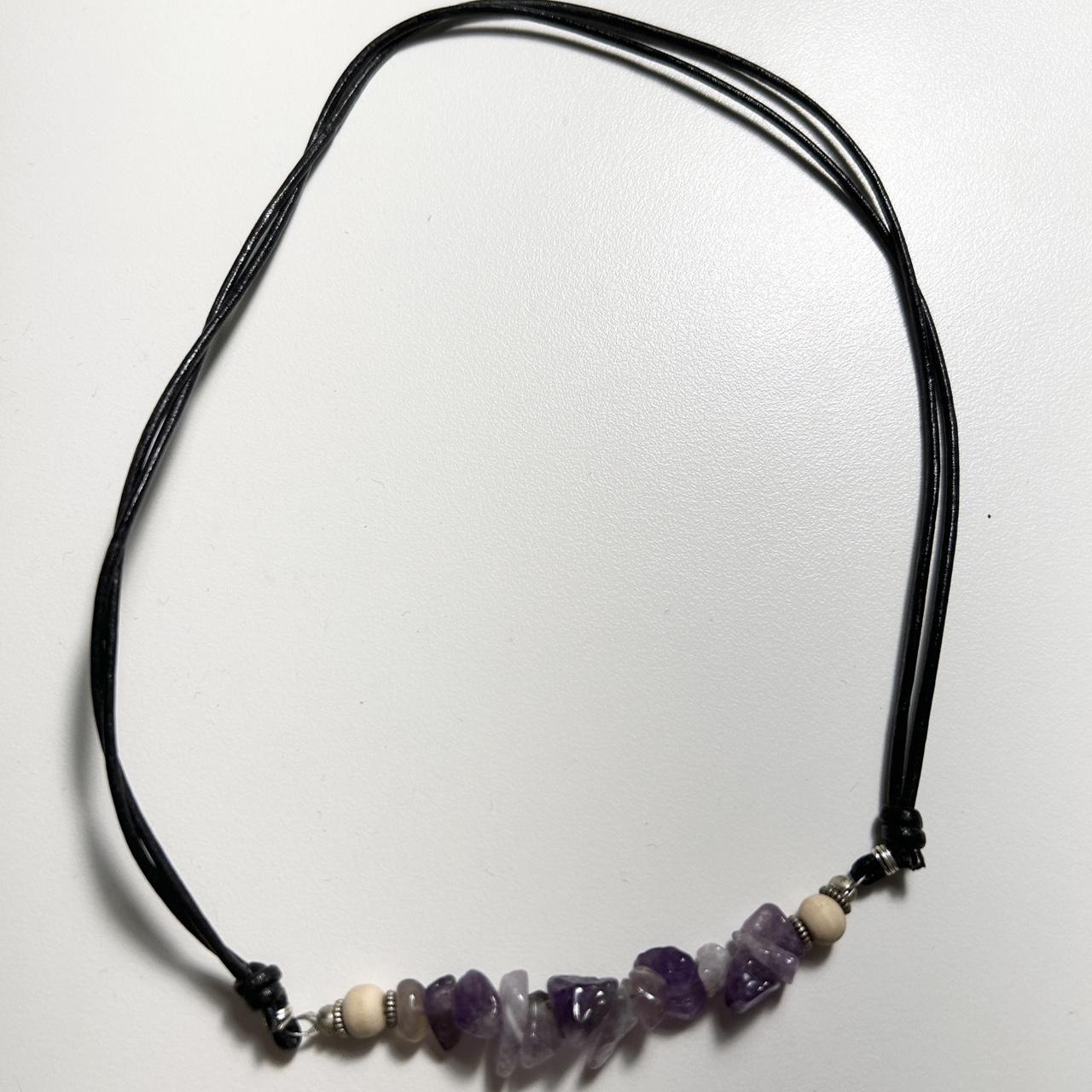 Amethyst Black Cord Choker Necklace