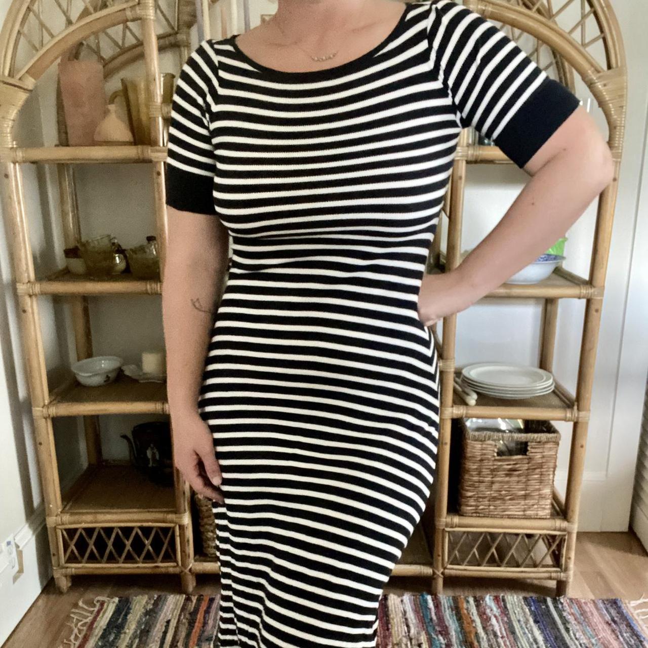 Ralph lauren black and white striped dress best sale