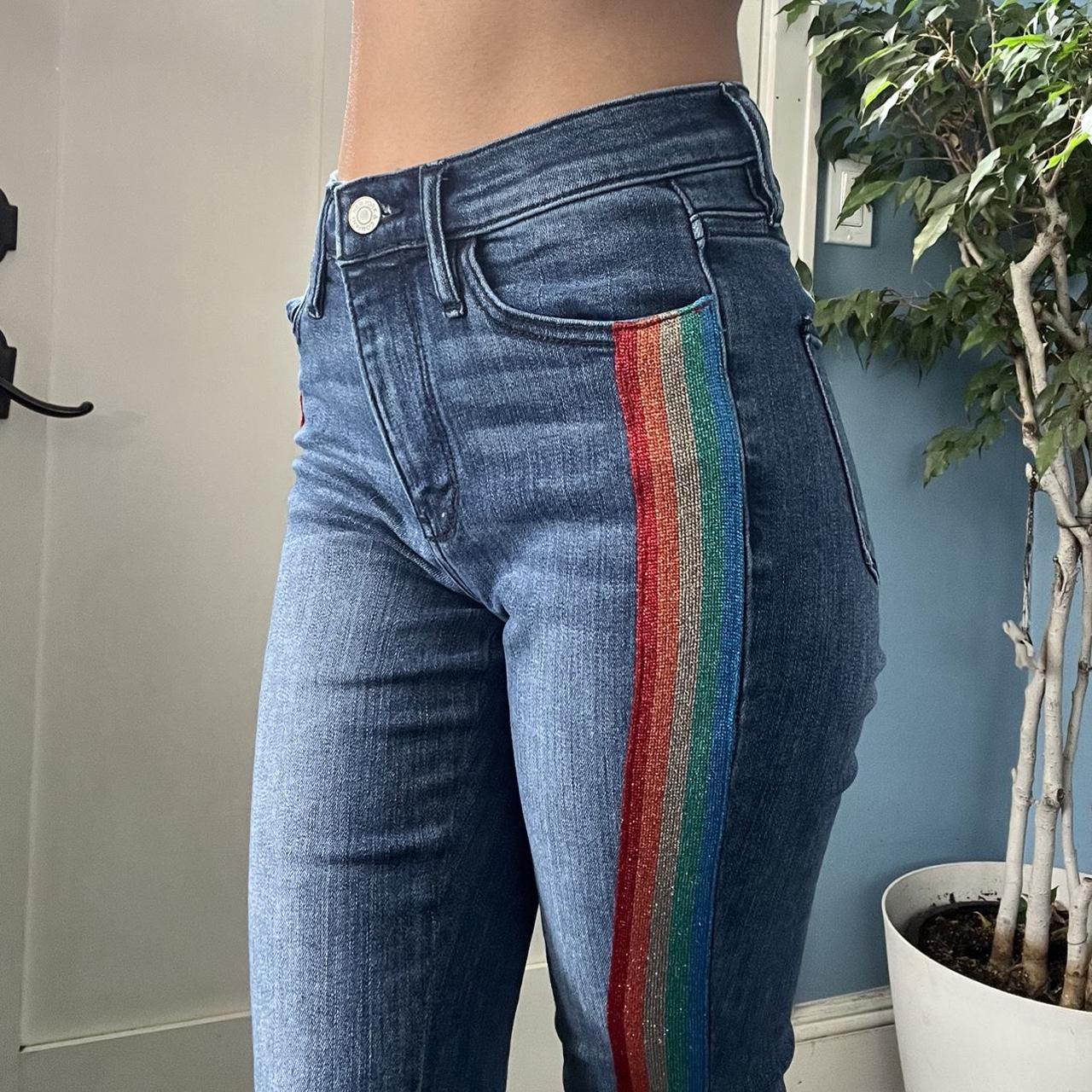 Rainbow striped hot sale jeans