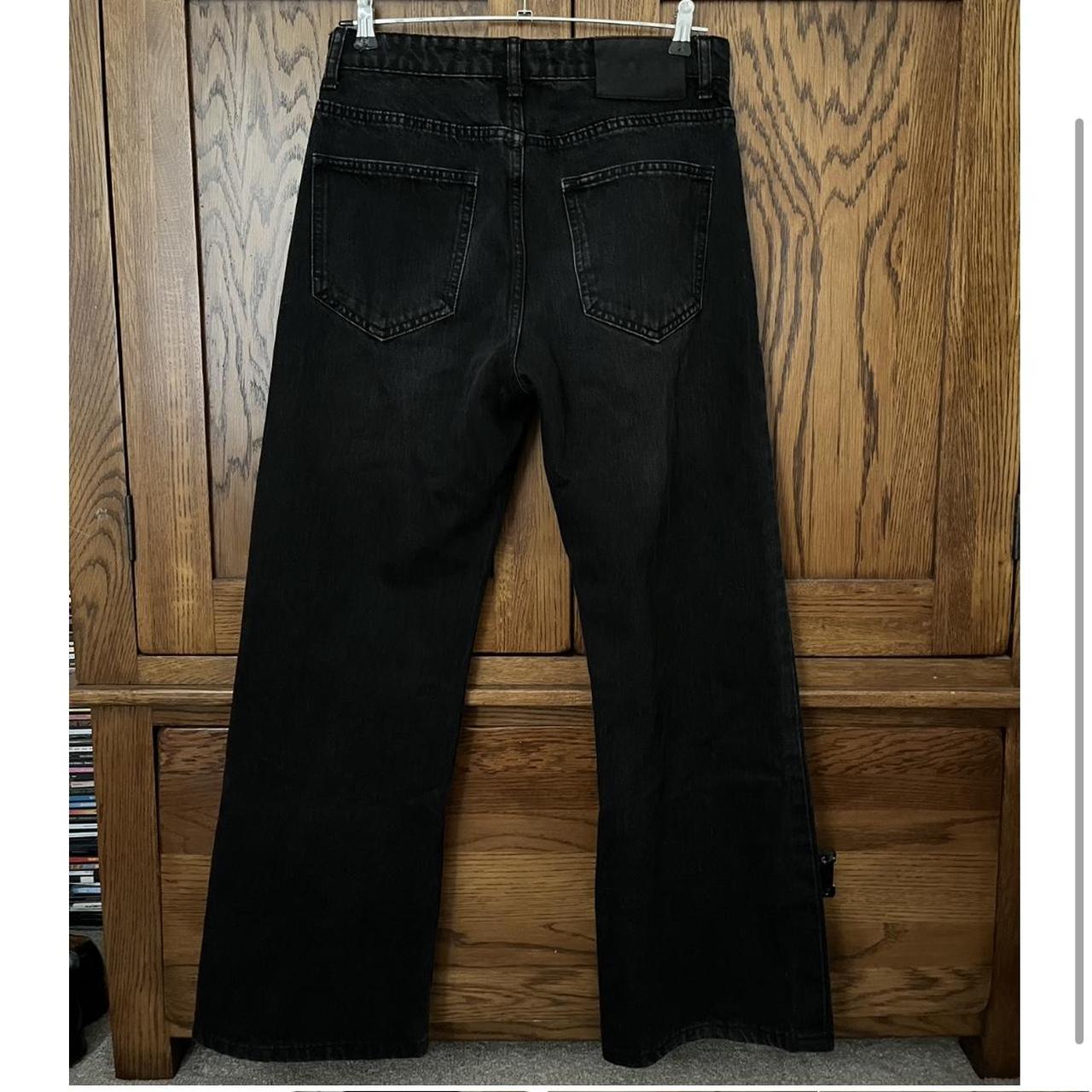 basketcase gallery flared jeans inseam taken in... - Depop