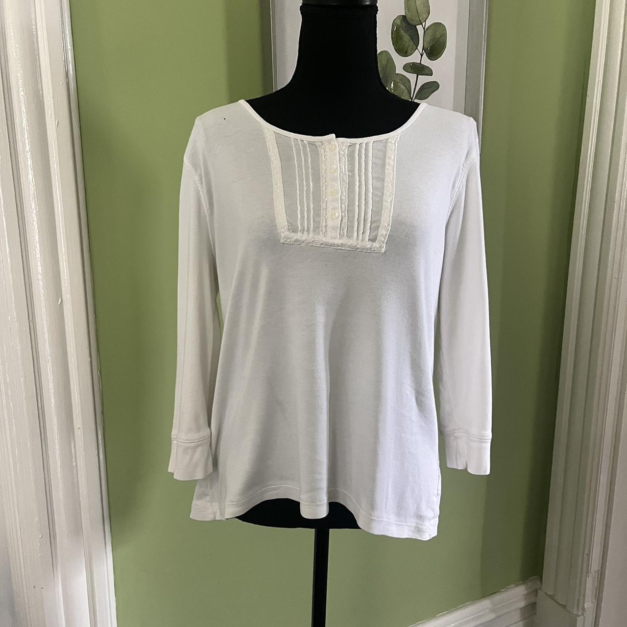 White frilly milkmaid long sleeve top... - Depop