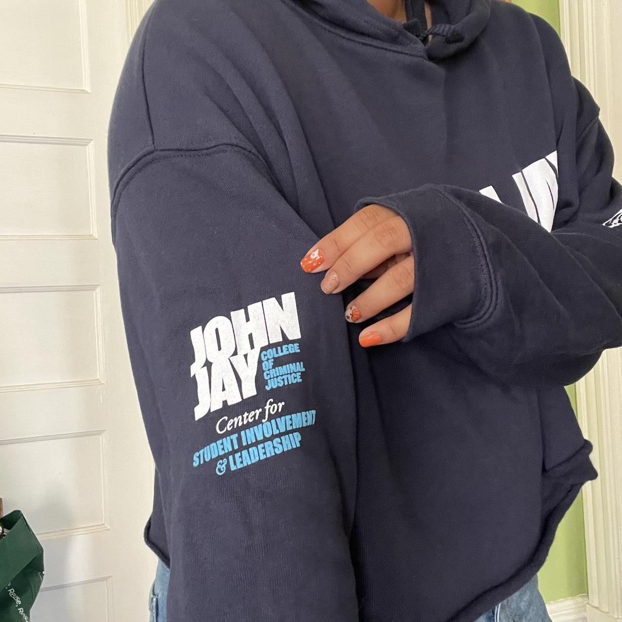 Cropped navy blue John Jay College of Criminal. Depop