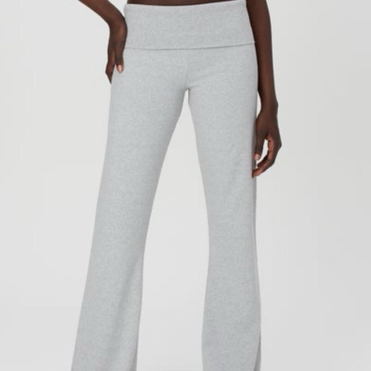 grey glassons flare foldover pants so comfy never... Depop