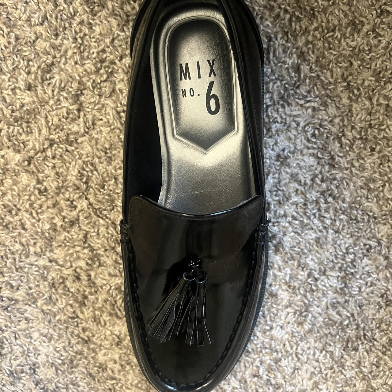 black faux leather platform loafers shiny Depop