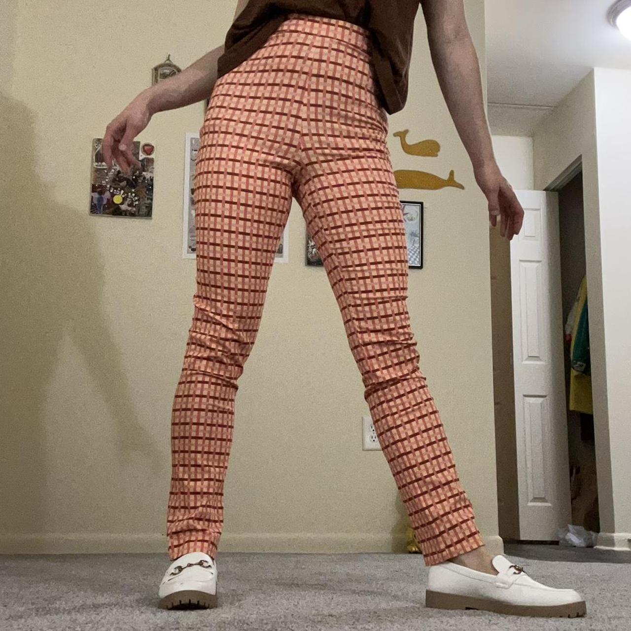 Orange gingham store pants