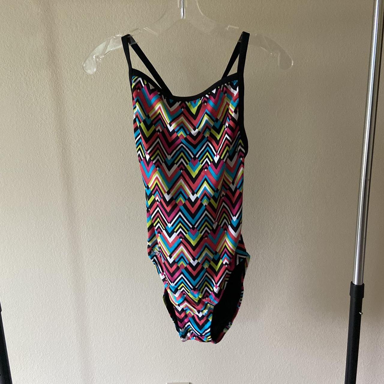 Womens Pink And Black Swimsuit One Piece Depop