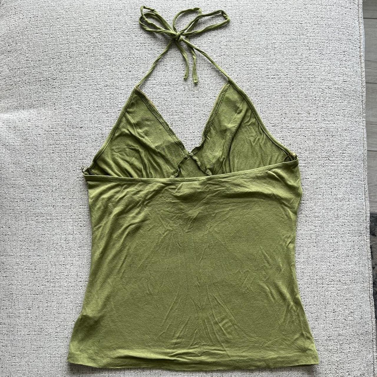 H&M Women's Green and Gold Vest Depop