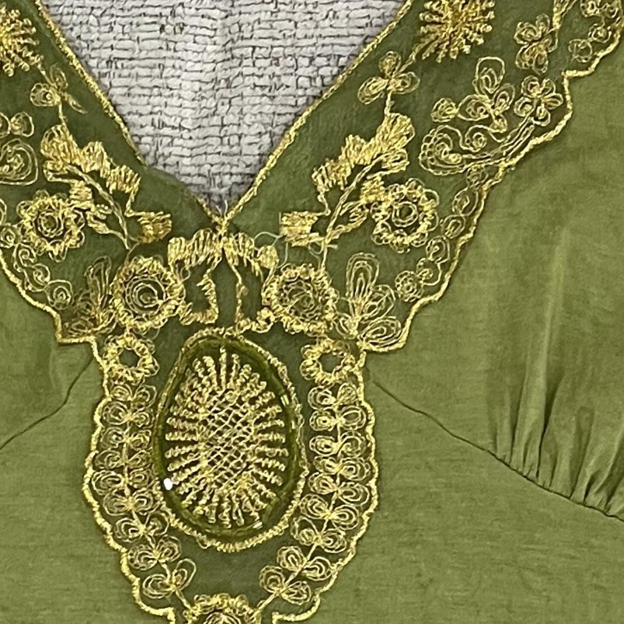 H&M Women's Green and Gold Vest Depop