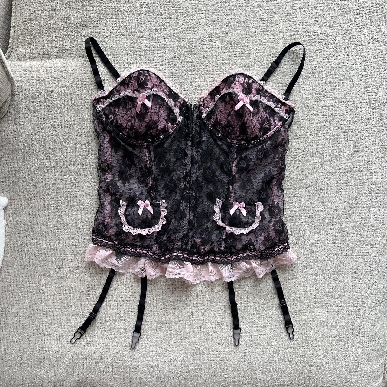 Insane Dreamgirl Black And Pink Lace Corset/bustier... - Depop