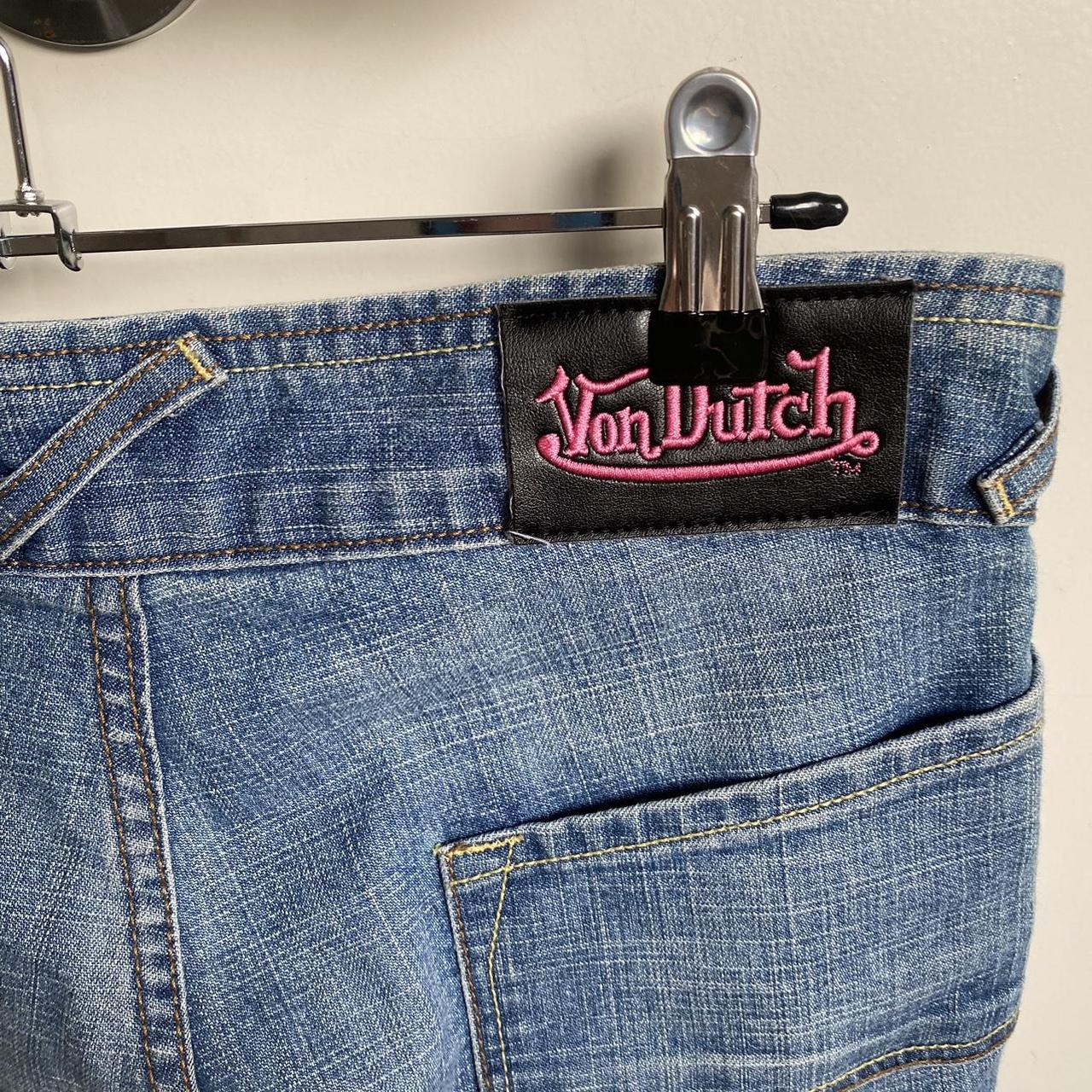 Vintage low rise flared custom Von Dutch jeans... - Depop