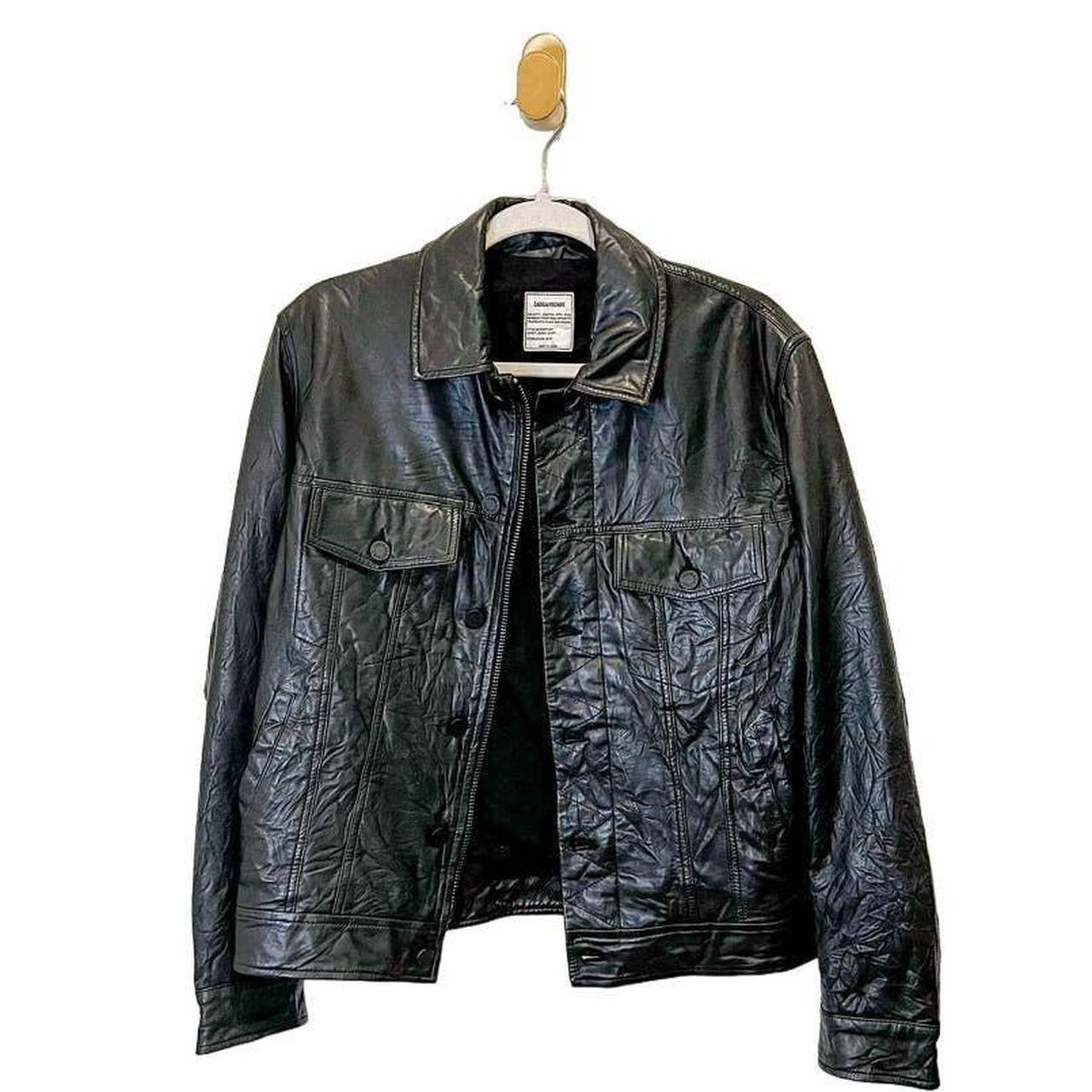 Zadig & Voltaire Women's Jacket - Black/White - S – Zadig & Voltaire Kase Lambskin Crinkled Leather …