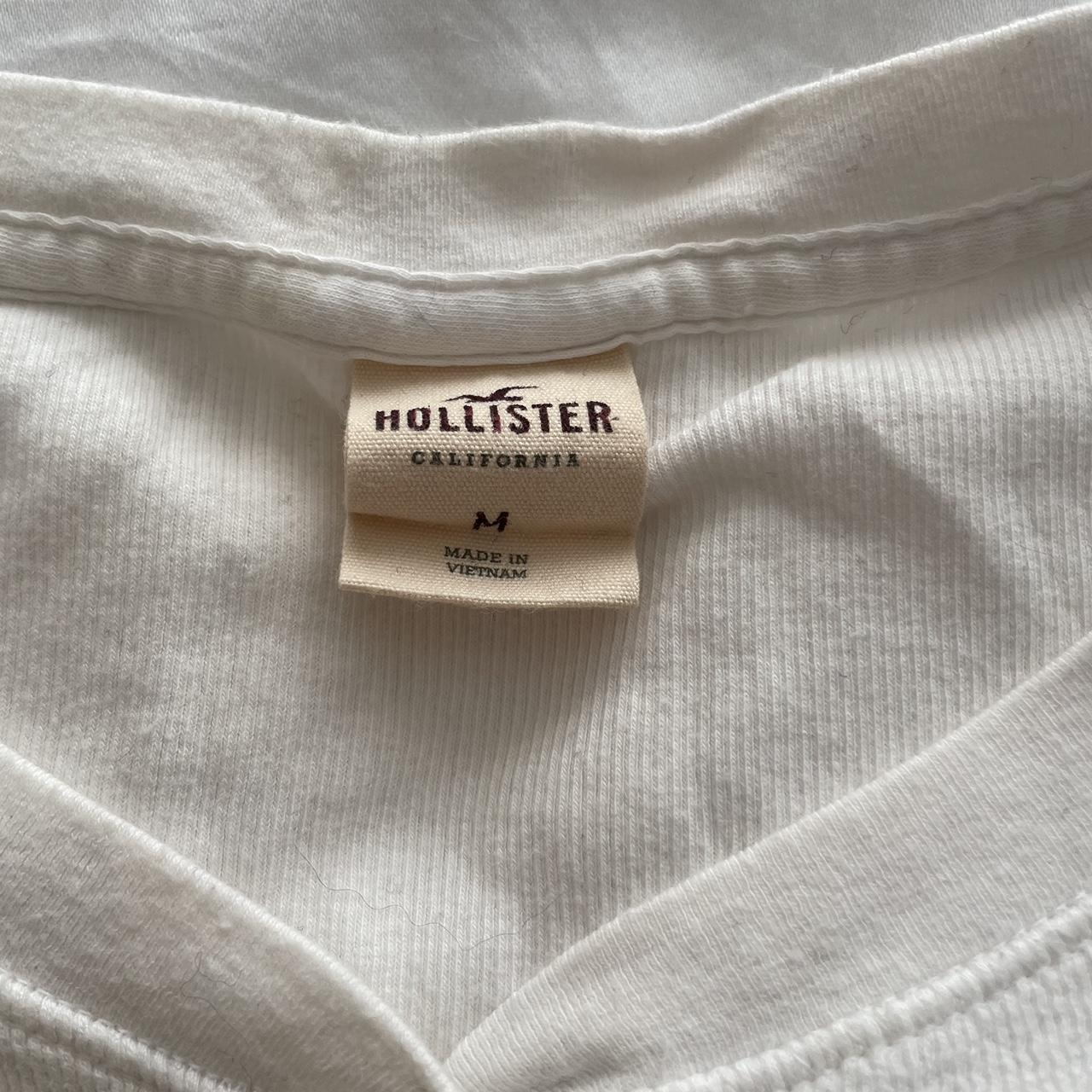 WHITE HOLLISTER HENLEY TOP WITH HOLLISTER... - Depop