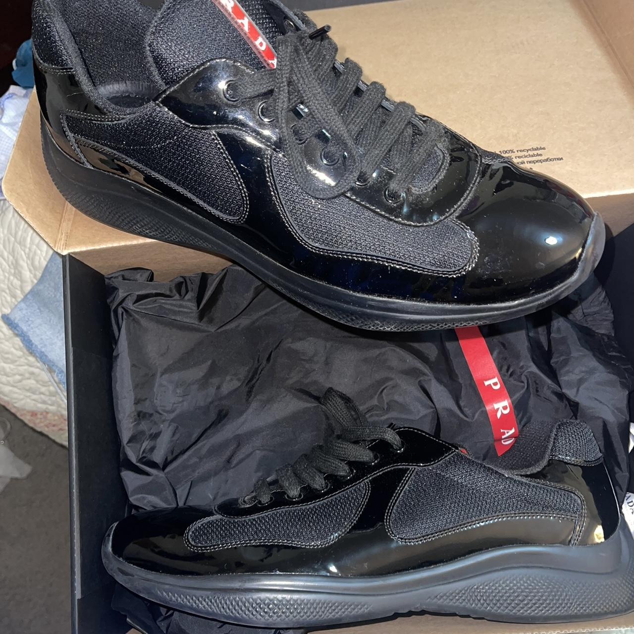 Black Men s Prada Patent America s Cup Sneaker Size Depop