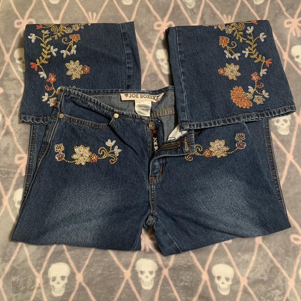 Joe Boxer Women's Navy and Yellow Jeans Depop