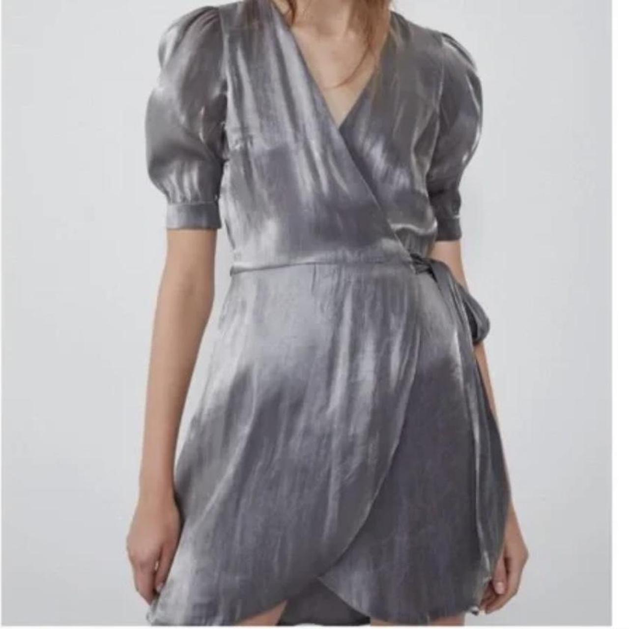 Zara silver cheap wrap dress