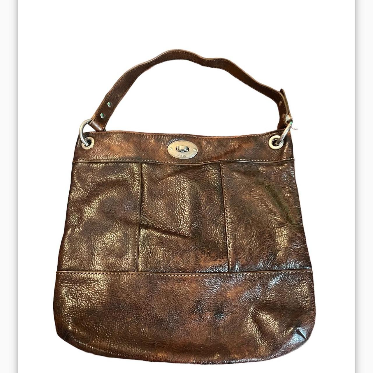 FOSSIL EXPLORER Hobo Brown Cowhide Leather Shoulder