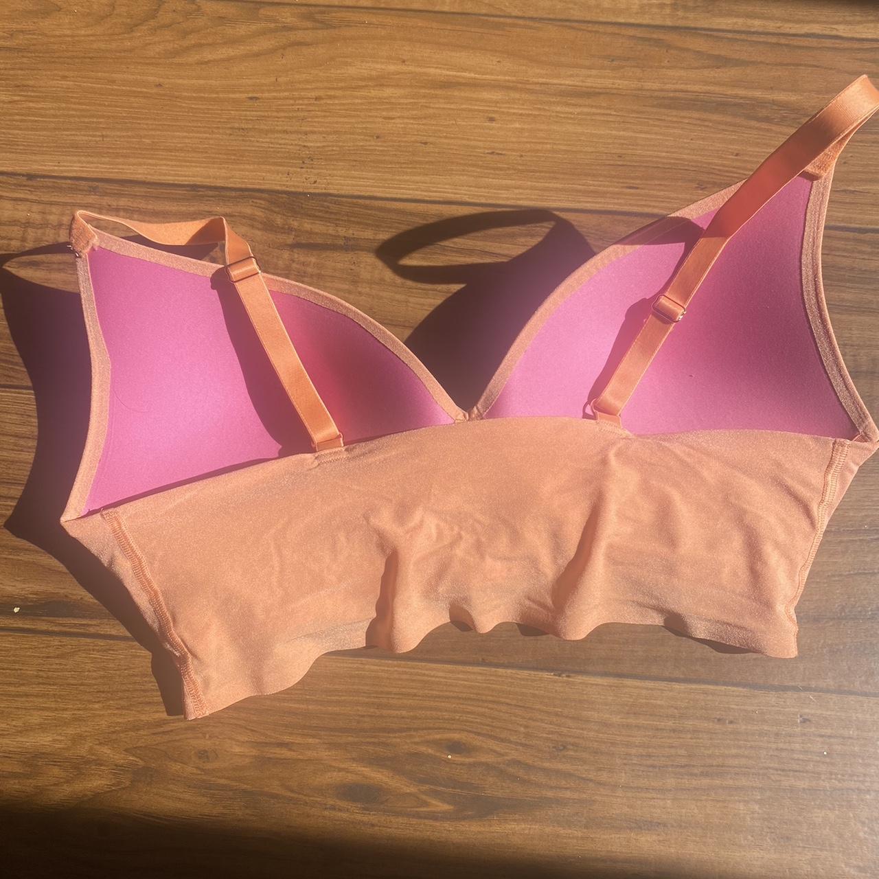 BRAND NEW PINK WIRELESS ORANGE PUSH UP BRA this one - Depop