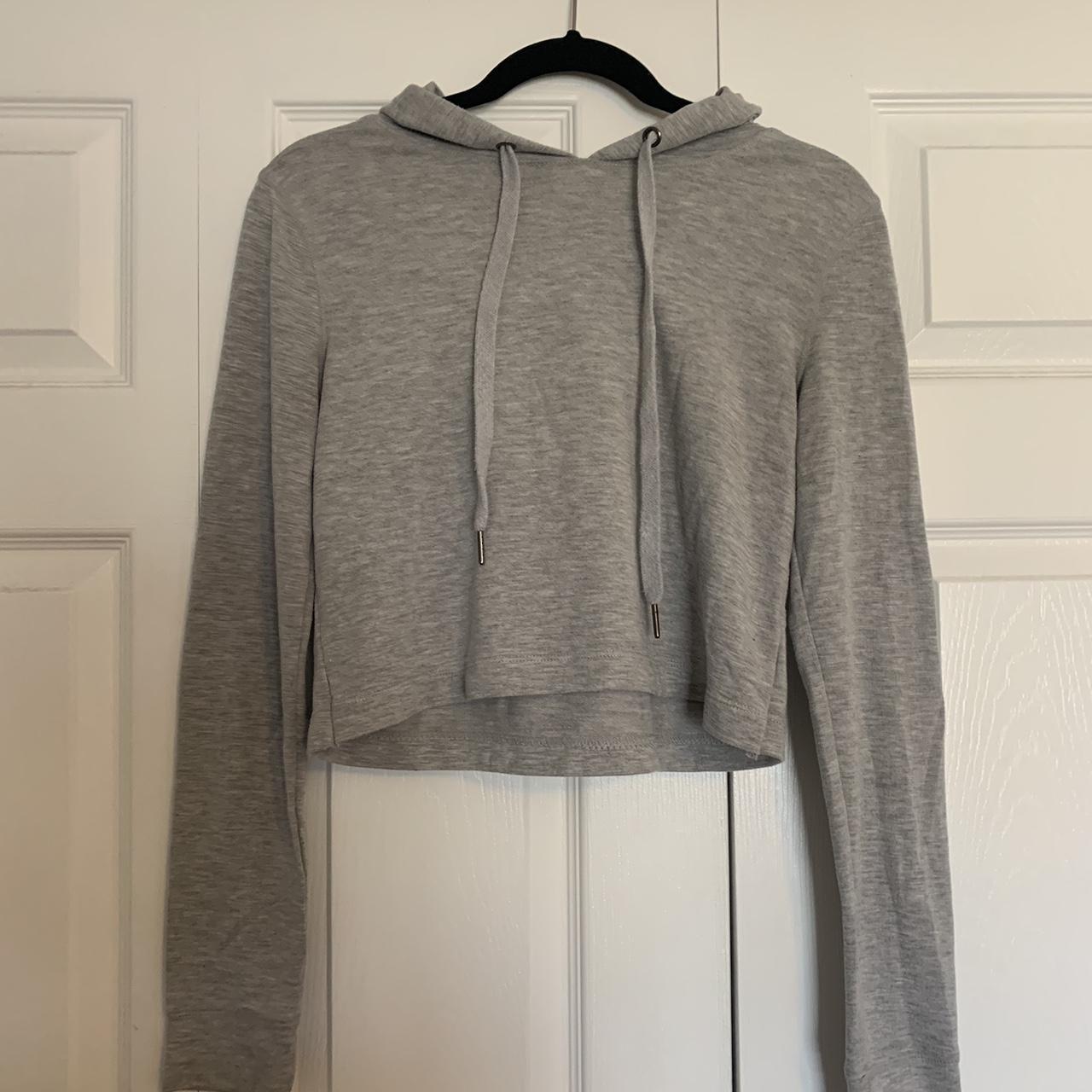 grey cropped Yogalicious hoodie perfect condition... - Depop