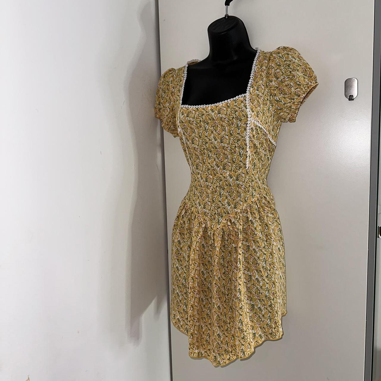 Cider Women's Yellow and Green Dress Depop