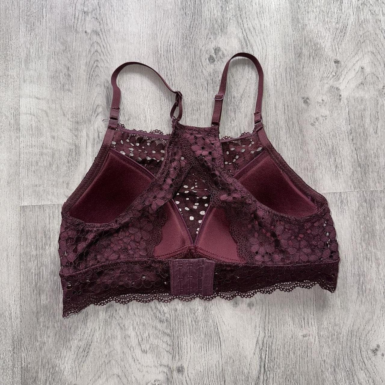 Burgundy lace bralette top, super cute and in great - Depop