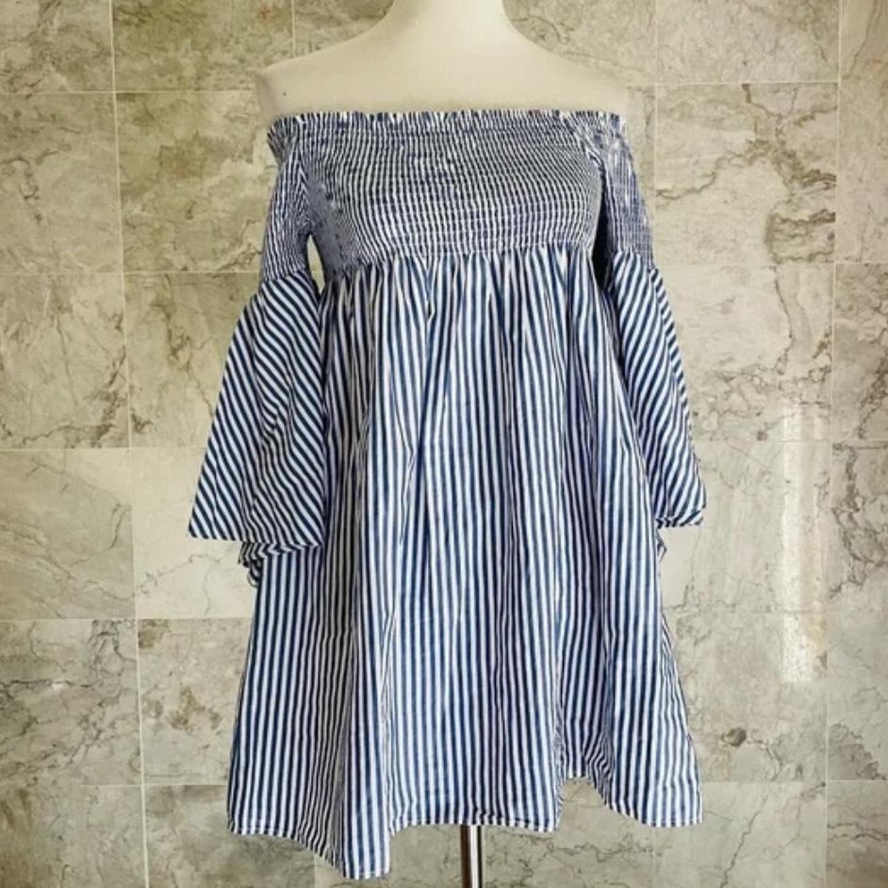 Zara A striped and smocked mini dress