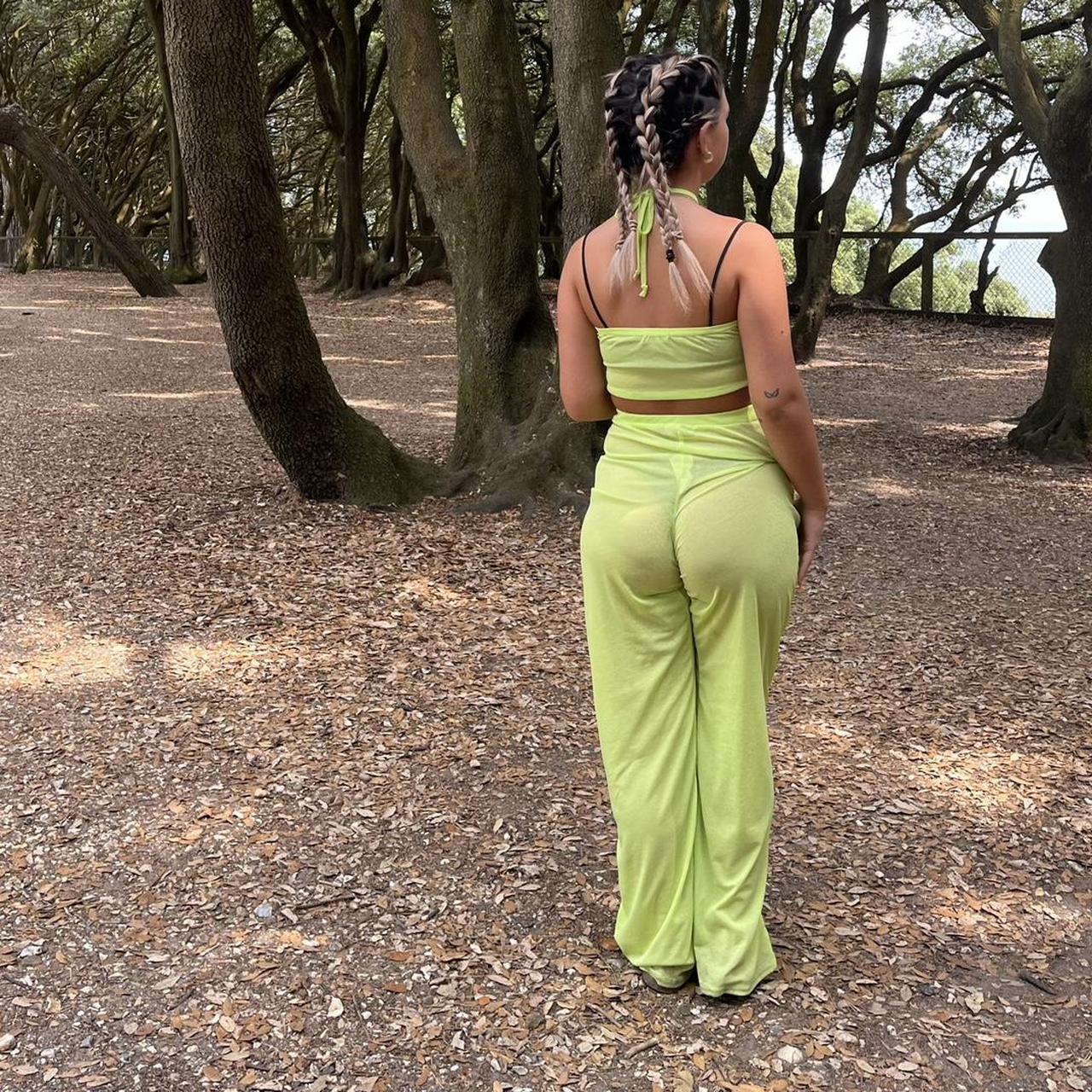 PRETTY LITTLE THING beach cover up co ord neon Depop