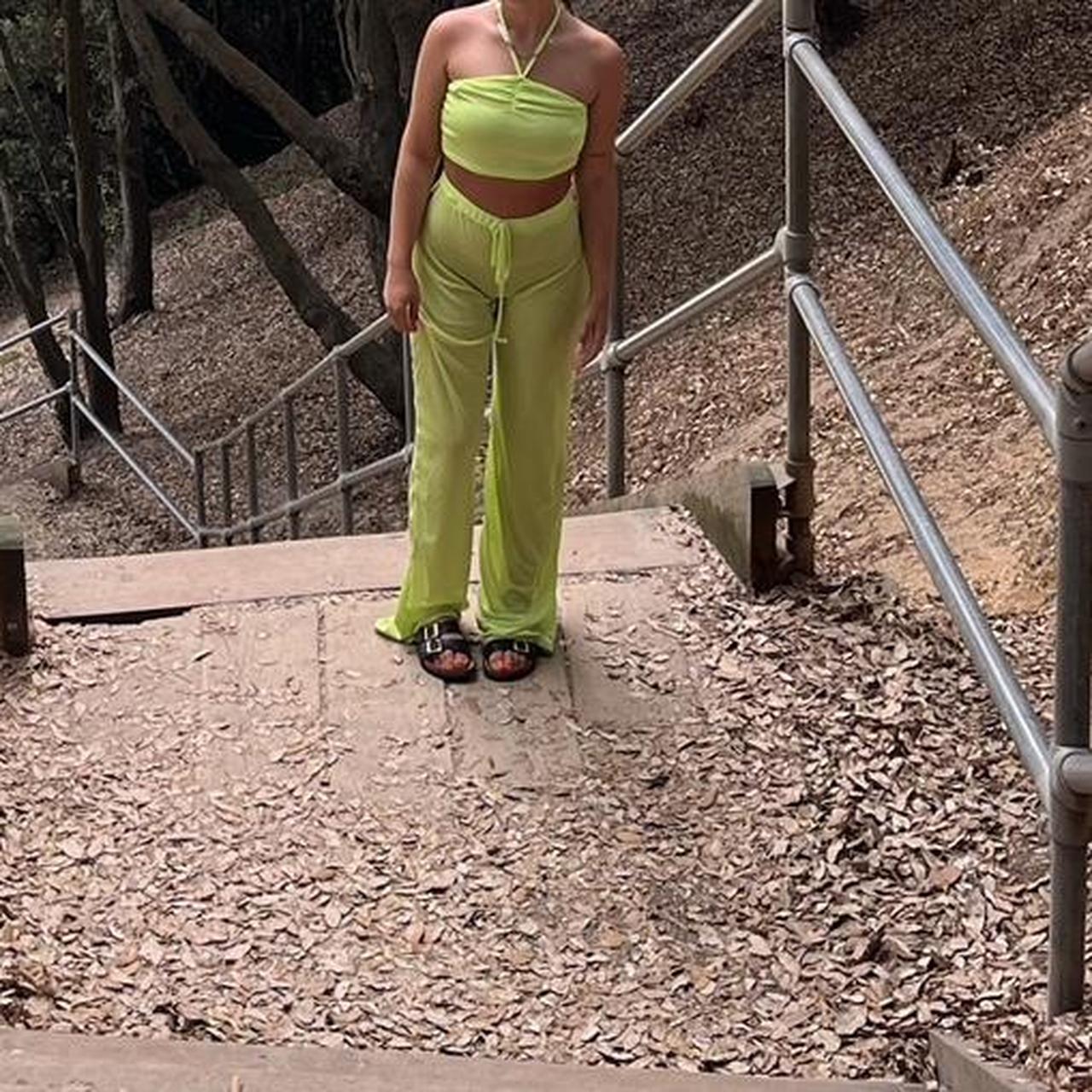 PRETTY LITTLE THING beach cover up co ord neon Depop